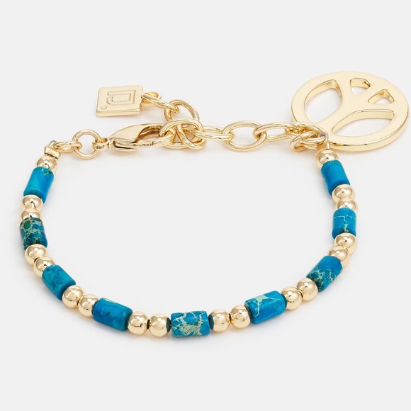 DANNIJO Augustine 10k Goldplated & Turquoise Peace Beaded Bracelet NWT - Picture 8 of 16